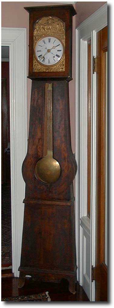 C.1860 Beautiful 8 Ft Tallcase French Morbier Clock W/rare Calendar Dial — Antique Clocks Price Guide