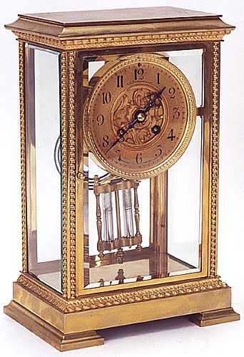 FRENCH CRYSTAL REGULATOR CLOCK, Japy Freres for J. E. Caldwell & Co., retailer, Philadelphia, c.1900; — Antique Clocks Price Guide