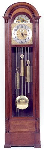 HERSCHEDE MODEL 215 GRANDFATHER FLOOR CLOCK, Herschede Hall Clock Co., Ohio, serial No.588823, mfg. 1954, — Antique Clocks Price Guide