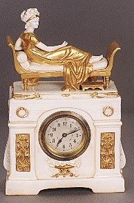 THURINGIA GERMAN PORCELAIN MANTLE CLOCK, — Antique Clocks Price Guide
