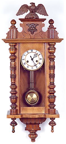 WALNUT SHORT CASE WALL CLOCK, Gustav Becker Clock Co., — Antique Clocks Price Guide