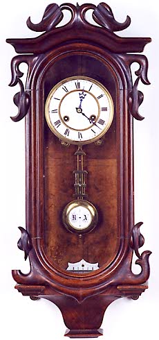 ART NOUVEAU MAHOGANY CASED WALL CLOCK, Junghans Clock Co., c.1900, — Antique Clocks Price Guide