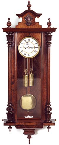 TWO-WEIGHT LONG CASE WALL CLOCK, German, c.1890; — Antique Clocks Price Guide