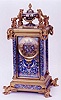 GILT-BRONZE, BRASS AND ENAMELED CRYSTAL REGULATOR SHELF CLOCK, French, 19th century,