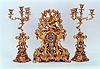 LOUIS XV STYLE THREE-PIECE GILT-BRONZE CLOCK SET, Rodier maker, Paris, 19th century,