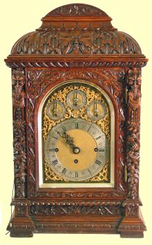 Large carved oak treble fusee — Antique Clocks Price Guide