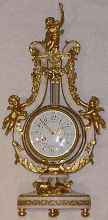 White marble and ormolu lyre clock — Antique Clocks Price Guide