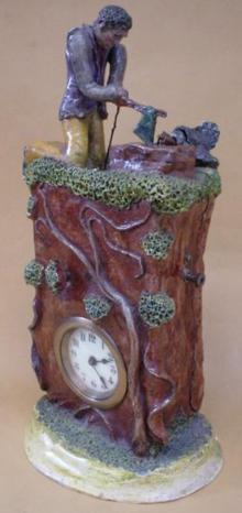 Automaton novelty in which the axeman tries to cut off the turkey's head — Antique Clocks Price Guide