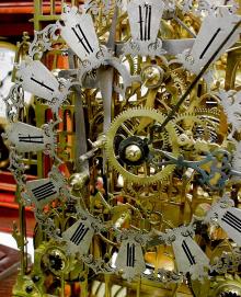 Fine double fusee skeleton striking on a gong, in the "York Minster" pattern, — Antique Clocks Price Guide