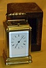Grande Sonnerie quarter striking carriage clock in gorge case with leather carrying box.