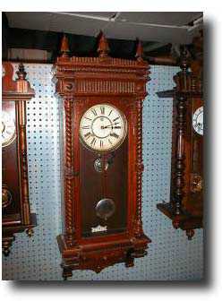 American regulator wall clock; Waterbury Clock Co. "PERTH" model, c.1890 — Antique Clocks Price Guide