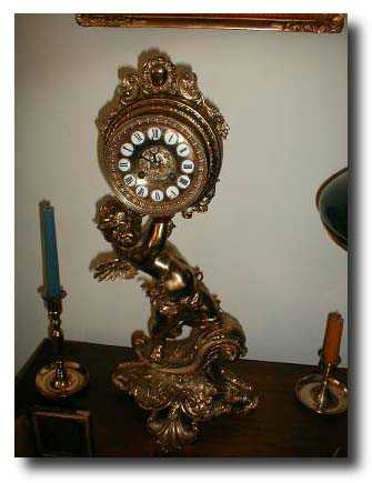 French gilded spelter figural clock, c.1900 — Antique Clocks Price Guide