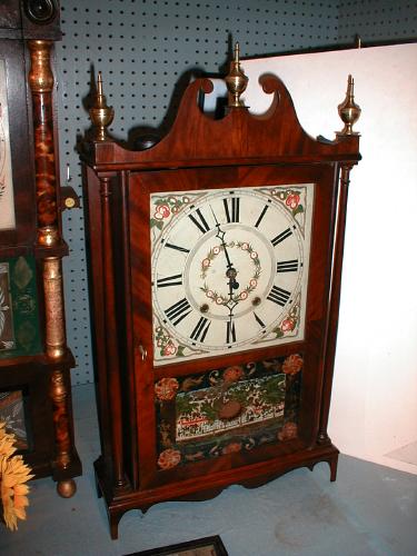 30-HOUR WOOD WORKS PILLAR AND SCROLL MANTLE CLOCK. — Antique Clocks Price Guide