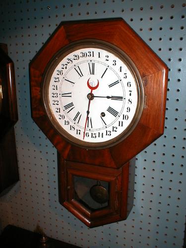 Terry Clock Company 8-day wall clock with calendar, Time Only. — Antique Clocks Price Guide