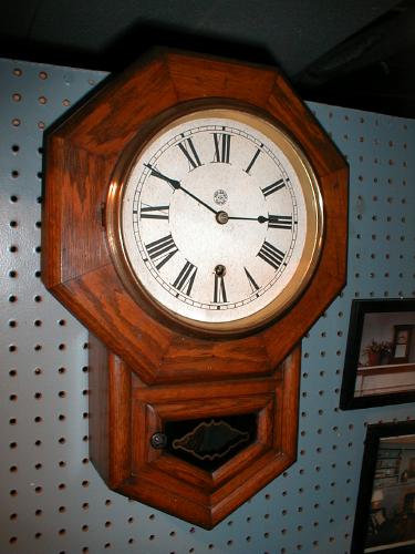 Time only 8-day schoolhouse clock with octagon top. — Antique Clocks Price Guide
