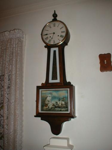 New Haven Clock Company  WARING  eight-day wall banjo clock with hourly chime. — Antique Clocks Price Guide