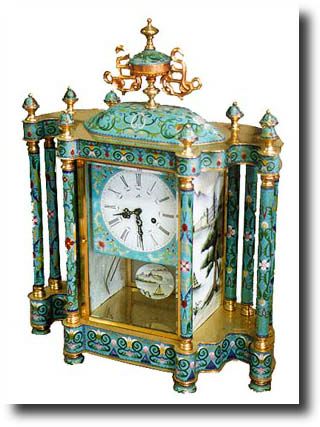 Cloisonne Temple Clock, Contemporary — Antique Clocks Price Guide