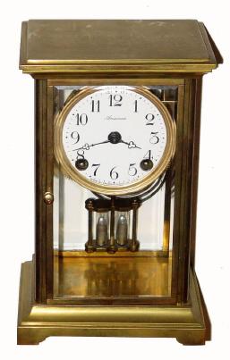 C.1914, Ansonia Clock Co., ÒDORVALÓ, 8-day time and strike, 4-glass Crystal regulator, small size. — Antique Clocks Price Guide