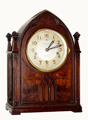 C.1937, New Haven Clock Co., ÓCloisterÒ, 8-day Westminster, quarter chime mantel clock. — Antique Clocks Price Guide
