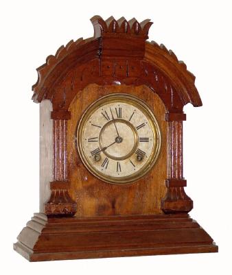 C.1894 Ansonia Clock Co., ÓTunisÒ, 8-day time/strike walnut cabinet model mantel clock. — Antique Clocks Price Guide