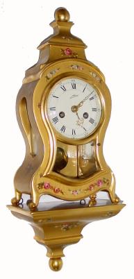 C.1960, German, Schmid Uhrenfabrik, ÓNeuchatelÒ style clock and bracket with gold finish. — Antique Clocks Price Guide