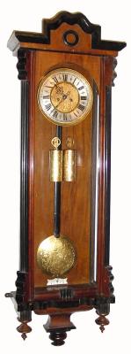 C.1880, Austrian, Remember ÒGebruder ReschÓ, 2-WeightÒ Vienna RegulatorÓ, in a walnut case with ebonized trim. — Antique Clocks Price Guide