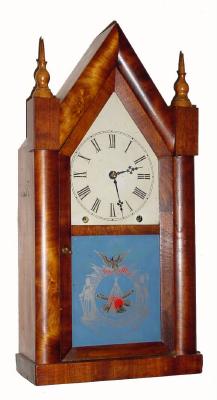C.1865 Ansonia Brass Co., 8-day time/strike mahogany steeple clock. — Antique Clocks Price Guide