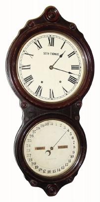 C.1884 Seth Thomas Clock Co., ÒOffice Calendar No. 6Ó, 8-day time/strike walnut calendar clock. — Antique Clocks Price Guide