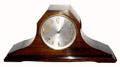 C.1930 William L. Gilbert Clock Co., 8-day time/strike tambour mantel clock. — Antique Clocks Price Guide