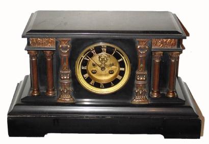 C.1910 Vincenti and Cie, 8-day time/strike black marble mantel clock. — Antique Clocks Price Guide