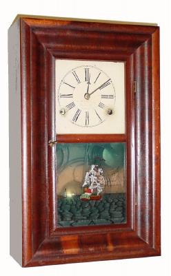 C.1848, Smith and Goodrich, Bristol, Conn, subminiature (15 inches high) OG in mahogany with 30-hr time and strike fusee movement. — Antique Clocks Price Guide