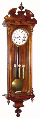 C.1875, Austrian, 3-Weight Grand Sonnerie wall clock in a walnut case with original top/ movement from another clock. — Antique Clocks Price Guide