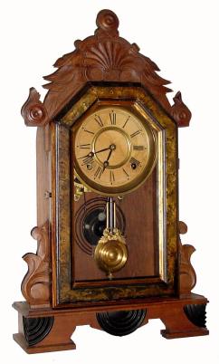 C.1881 E. Ingraham and Co., ÓNabobÒ, 8-day time/strike walnut mantel clock. — Antique Clocks Price Guide