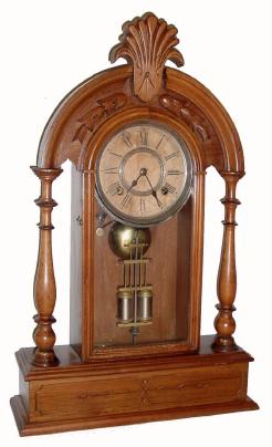 C.1880, Ansonia Walnut Parlor clock, 8-day time and strike, with restorations. — Antique Clocks Price Guide