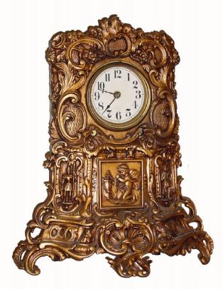 C.1855 American Clock Co., NY /label absent, but this company likely. Eight-day time/strike iron front shelf clock. — Antique Clocks Price Guide