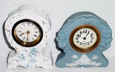 Lot of 2: Westclox ÓLady BlueÒ, Wedgewood 30 hour porcelain novelty; — Antique Clocks Price Guide