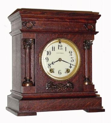 C.1900, Seth Thomas, ÒCORDOVAÓ, oak cased mentel clock, 15-day time and strike, case with plated metal caps and trim. — Antique Clocks Price Guide