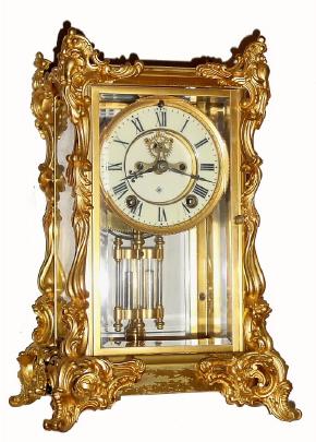 C.1904, Ansonia Clock Co., ÓDukeÒ, 8-day time and strike crystal regulator. — Antique Clocks Price Guide