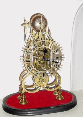 C.1890, English, Single Fusee Skeleton Clock, passing strike, with original dome. — Antique Clocks Price Guide