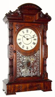 C.1886, Seth Thomas Clock Co., Thomaston, CT. ÒHeclaÓ 8-day parlor clock with a quarter-hour gong striking movement. — Antique Clocks Price Guide