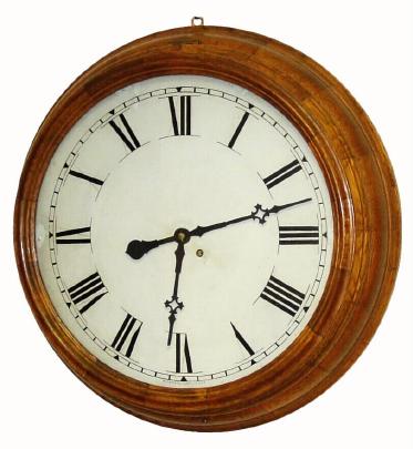 C.1890, Waterbury Clock Co., 18 inch oak gallery, with stepped case, 8-day timepiece. — Antique Clocks Price Guide