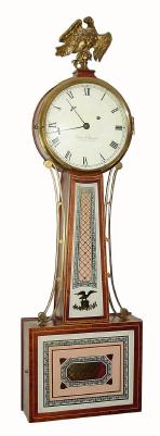 C.1972, Elmer O. Stennes, Weymouth Mass, cross-banded banjo clock made in prison, — Antique Clocks Price Guide