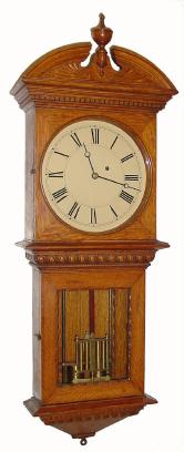 C.1895, Boston Area, Unknown Oak wall regulator, from the Park Square Barber Shop in 1969. — Antique Clocks Price Guide