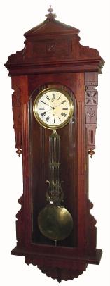 C.1890, New Haven, ÒRegulator No. 9Ó, mahogany wall regulator, very large. — Antique Clocks Price Guide