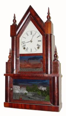 C.1857, E.N. Welch, Forestville, mahogany steeple on case, 8-day. — Antique Clocks Price Guide