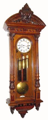 C.1880, Austrian, 3-Wt Grand Sonnerie, 3/4 column wall clock with original north-wind top. — Antique Clocks Price Guide