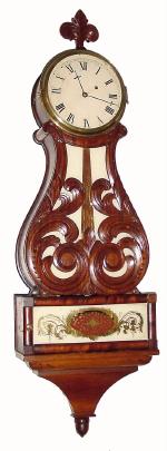 C.1825, Boston Area Lyre Clock, weight driven, with restoration. — Antique Clocks Price Guide