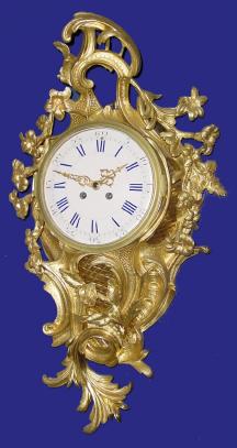C.1870, French, Ormolu Cartel Clock, wall hanging gilt bronze floral fantasy with a well made movement and fancy gilt hands. — Antique Clocks Price Guide