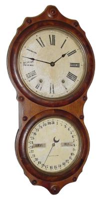 C.1878 Seth Thomas Clock Co., ÒOffice Calendar No. 7Ó, 8-day time/strike mahogany, double dial calendar clock. — Antique Clocks Price Guide