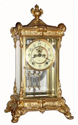 C.1914 Ansonia Clock Co., ÓElysianÒ, 8-day time/strike crystal regulator. — Antique Clocks Price Guide